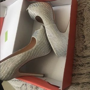 Open toe sparkle heels